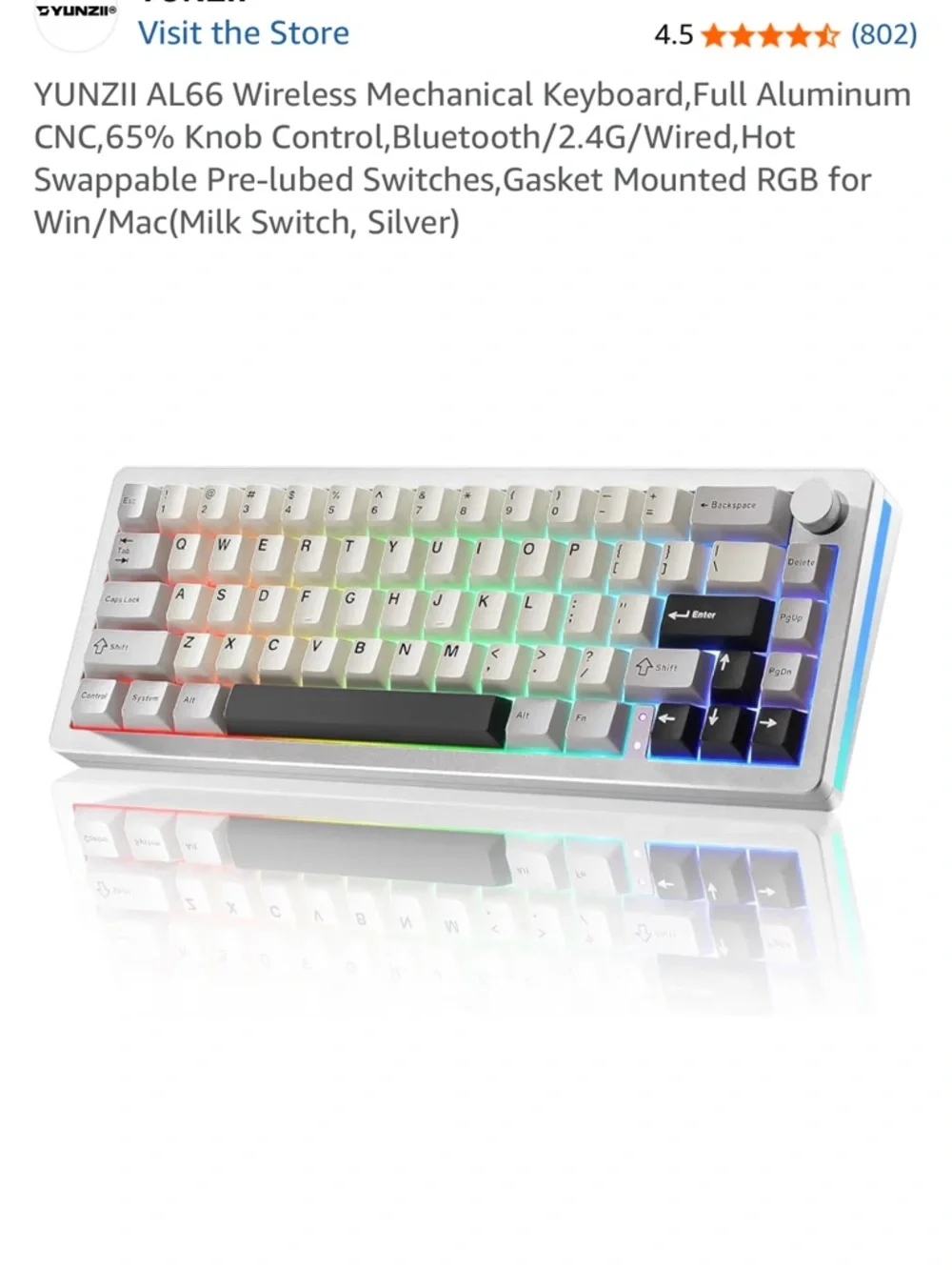 Yunzi al66 wireless keyboard black